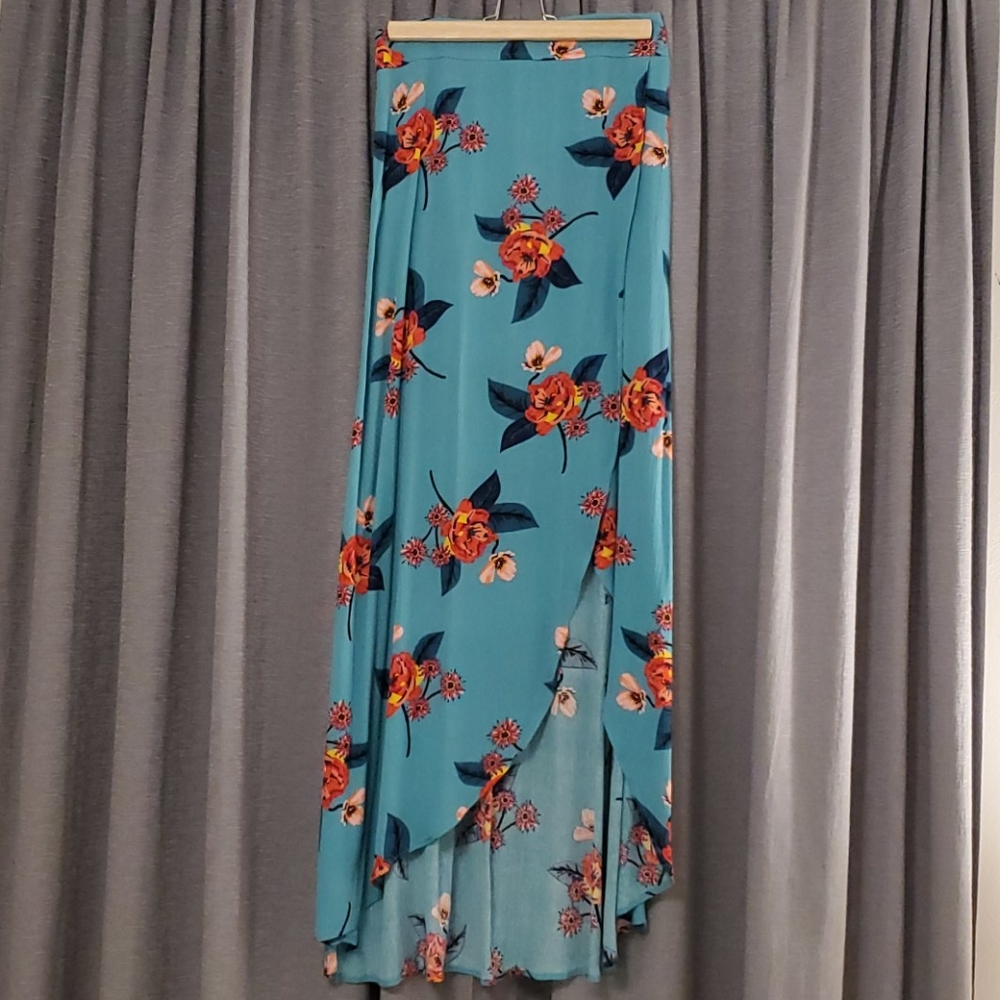 Express Floral Maxi Skirt w Side Slit Extra Small